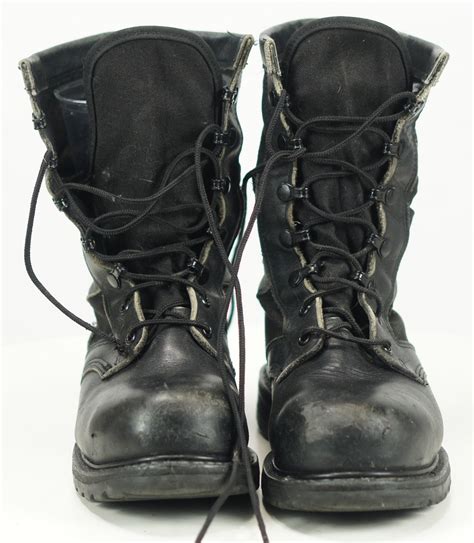 Women's Steel Toe Black Military Combat Boots 7 Hole Lace Up Vintage US Made 7.5 | oldrebelboots