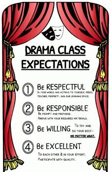 Drama Class Expectations Poster by MissDramaTeach | TPT