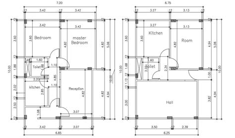 AutoCAD House Plans With Dimensions; download AutoCAD file of house ground floor plan and first ...