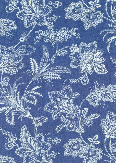 a blue and white floral print fabric