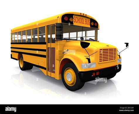 school bus on a white background Stock Photo - Alamy