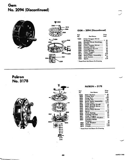 Pflueger 1968 All Reel Parts Manual No. 4 With Schematics - ORCA