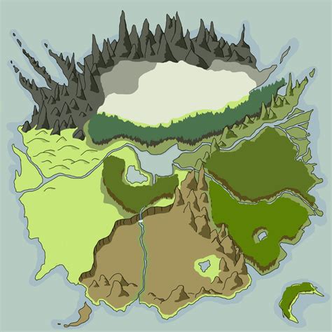 WIP - Landscape map of a fantasy continent I'd like to write stories in. (Not to Scale) What do ...