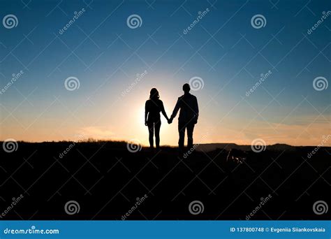 Romantic Couple Hug at Sunset on Background. Stock Photo - Image of ...