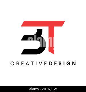 BT Creative Modern Letter Logo Design. BT Icon Letters Logo Vector Illustration with Black and ...