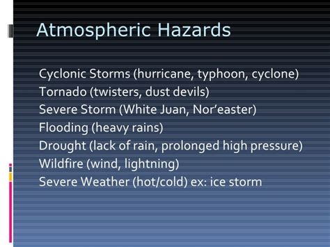 Natural Hazards, Classification and Analysis