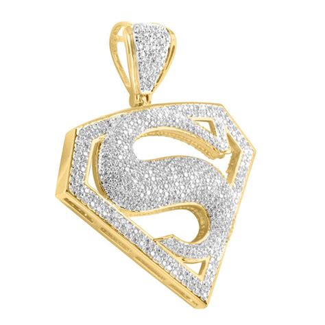 Superman Logo Pendant Mens Lab Diamond In 14k Gold Finish | Lab ...