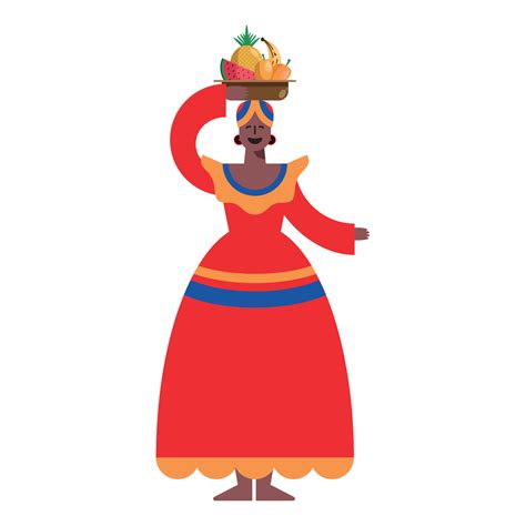 afro colombian woman with fruits 11147723 Vector Art at Vecteezy