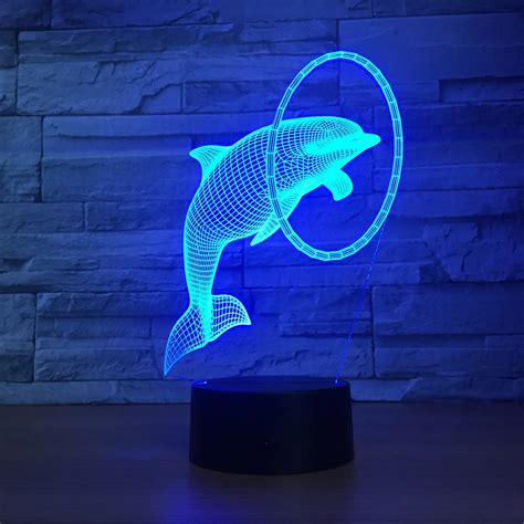 Acrylic 3D Night Light LED Dolphins Lamp uminaria Lampe Fish Animal USB ...