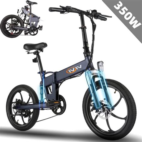 350W Folding Electric Bike for Adults 20" Electric Electric Commuter Bike Dual Disc Brakes 6 ...