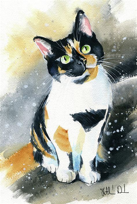 Marbles Calico Cat Painting Painting by Dora Hathazi Mendes