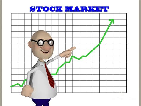 Cartoon Guy In Front Of An Up Stock Market Chart Photograph by Jonathan Lingel