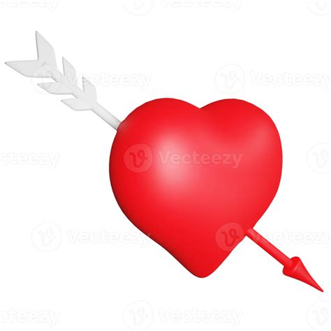 Free 3D render arrow heart icon isolated on transparent background ...