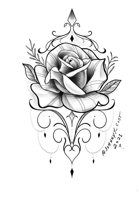 Details 75+ rose tattoo sketch designs super hot - seven.edu.vn