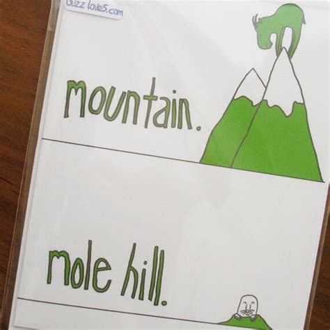 Mountain vs. Mole Hill note card by buzzloves on Etsy