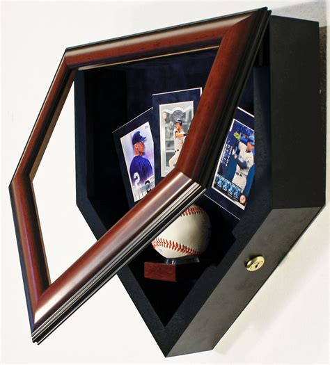 1 Baseball with 3 Cards Homeplate Shaped Display Case – Homeplate Heroes