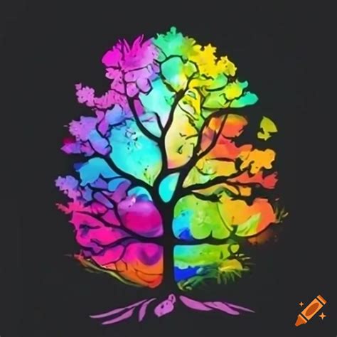 Colorful tree of life logo on Craiyon