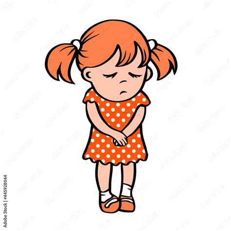 Cartoon Little Girl Sad