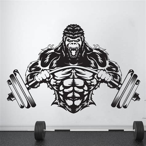 Gym Wall Decal Fitness Decor Workout Art Vinyl Sticker Gorilla Gym Quote Stickers Motivation ...