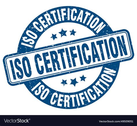 Iso certification stamp label Royalty Free Vector Image