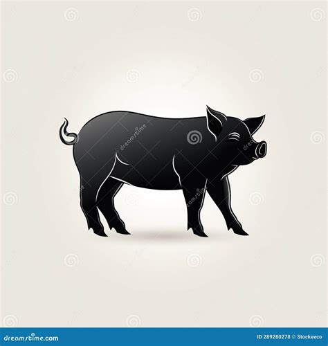 Sleek Black Pig Icon: Refined Lines and Precise Details Stock Illustration - Illustration of ...