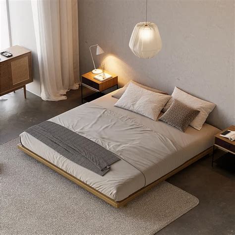 Japanese Style Premium Bed Frame in Beige Color from AED 2449 -AtoZ Furniture