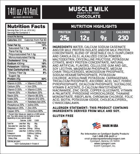 Muscle Milk Whey Protein Nutrition Facts - Nutrition Pics