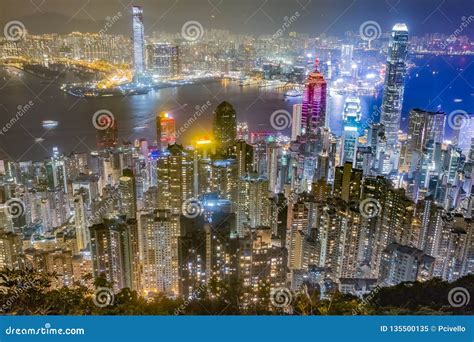 Hong Kong Skyline at Night As Seen from Victoria Peak. Editorial Image - Image of holiday, night ...