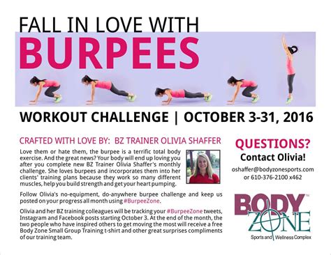 "Fall In Love With Burpees" 30-Day Challenge - Body Zone Sports and Wellness Complex