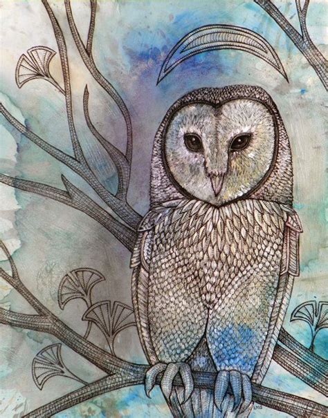 Mystical Barn Owl Bird Art Print by Lynnette Shelley | Etsy | Owls drawing, Bird art print ...