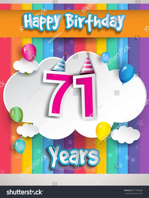 71 Years Birthday Celebration Balloons Clouds Stock Vector (Royalty Free) 577782088 | Shutterstock