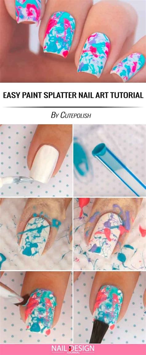 25 Super Easy Nail Designs DIY Tutorials | Simple nail designs, Splatter nails, Diy nail designs