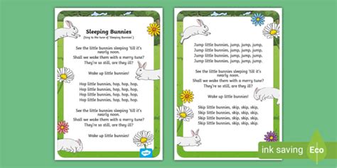 Sleeping Bunnies Nursery Rhyme Poster