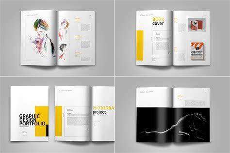 Graphic Design Portfolio Template on Yellow Images Creative Store