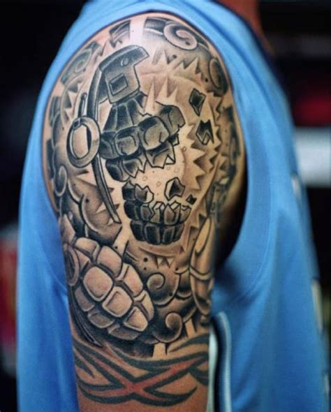 50 Grenade Tattoo Designs For Men - Explosive Ink Ideas