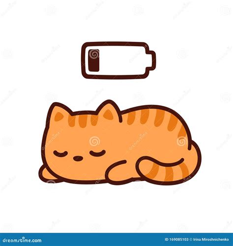 Cute cartoon sleeping cat stock vector. Illustration of charging - 169085103