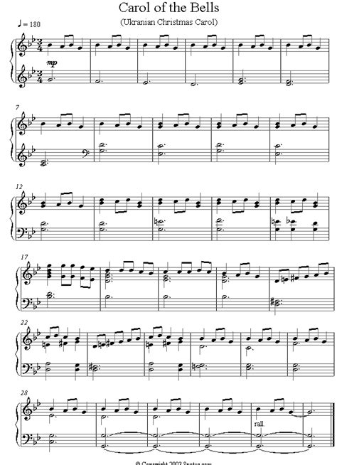 Carol of the Bells sheet music for Piano | Piano sheet music, Christmas sheet music, Clarinet ...