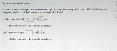 Solved What is the wavelength(in nanometers)of light having | Chegg.com