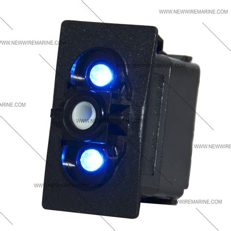 ON-OFF-ON Backlit Rocker Switch | Blue LED | New Wire Marine