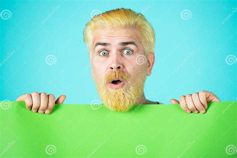 Male Model Holding Green Board. Man Showing a Blank White Board ...