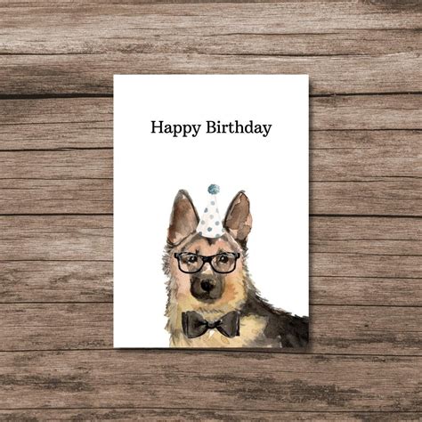 Printable Birthday Card, German Shepherd, Birthday Card From Dog, 7x5 Card, Instant Digital ...