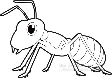 Animal Outline Clipart-black white outline clipart cartoon style insect ant