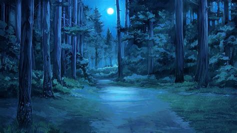 HD wallpaper: animated illustration of woods, Everlasting Summer, Moon, moonlight | Wallpaper Flare