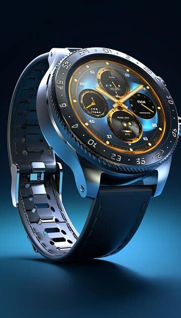 Premium AI Image | A black watch with a blue face and the numbers 12 and 12 on the face.