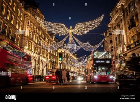 Christmas Lights on Regent Street London Oxford Street Angel Stock Photo - Alamy