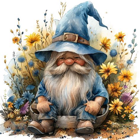 Download Garden Gnome Illustration, Spring Fantasy Art, Whimsical Gnome ...