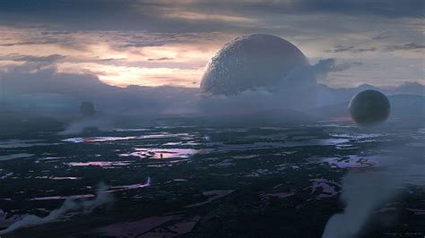 Alien landscape, Daniel Veres on ArtStation at https://www.artstation.com/artwork/1YeoL ...