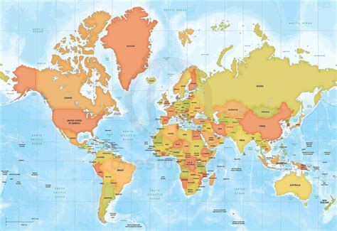 Vector Map World Bathymetry Mercator Europe One Stop Map - Europe Globe Map