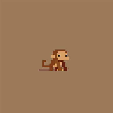 a pixellated monkey sitting on top of a brown floor