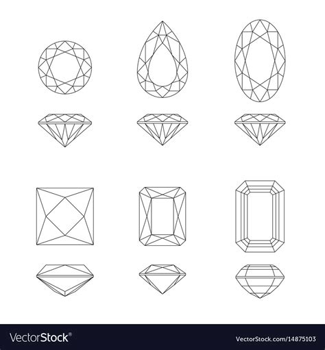 Diamond and gemstone shapes Royalty Free Vector Image